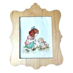 Girl & Bunny Art Print Girls Room Painting Picture Loxly Hollow Elisabeth Zuniga